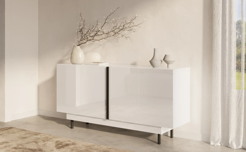 Design Sideboard weiß Hochglanz Gold