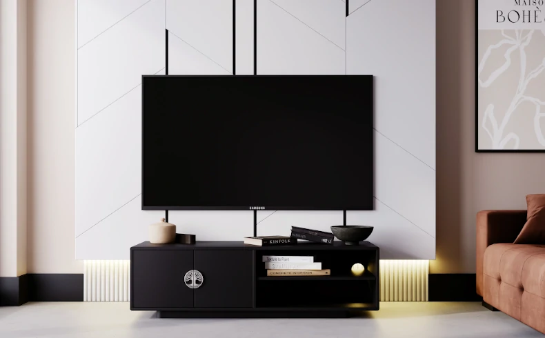 TV Lowboard schwarz 140 cm