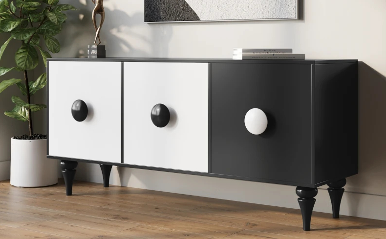 Sideboard schwarz weiß 158 cm modern