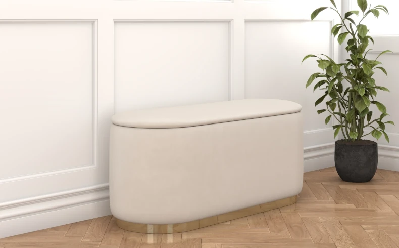 ovaler Pouf mit Stauraum beige