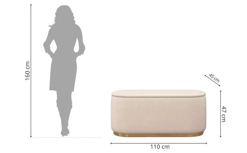 Sitzpouf Samt beige 110 cm