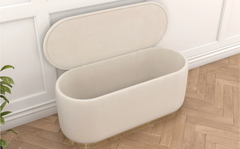 Pouf mit Stauraum Samt beige