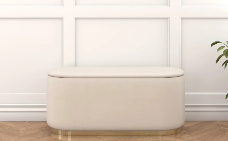 großer Pouf beige Samt
