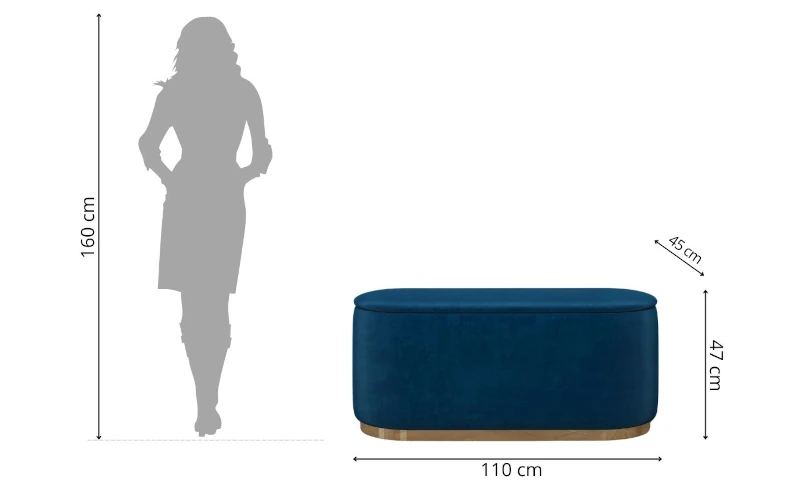Sitzpouf Samt marineblau 110 cm