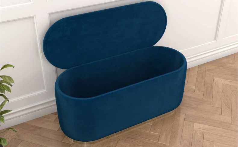 Pouf mit Stauraum Samt marineblau