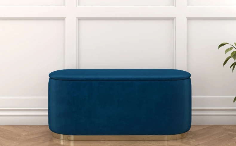 großer Pouf marineblau Samt