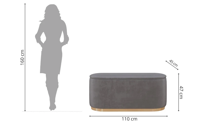 Sitzpouf Samt hellgrau 110 cm