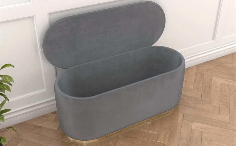 Pouf mit Stauraum Samt hellgrau