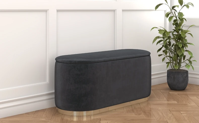 ovaler Pouf mit Stauraum grau