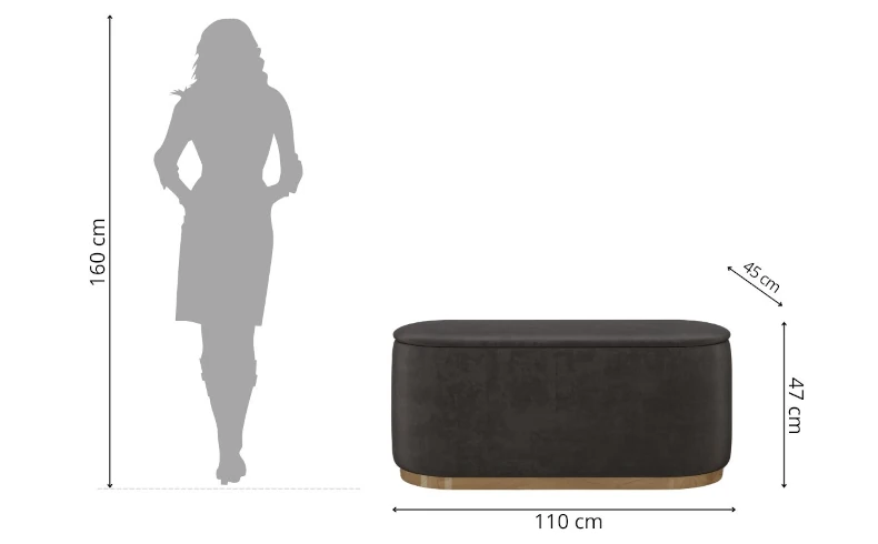 Sitzpouf Samt grau 110 cm