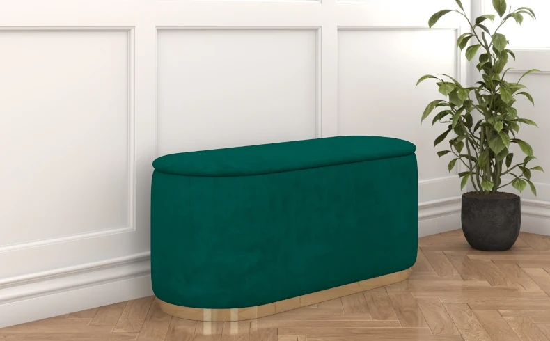 ovaler Pouf mit Stauraum grün