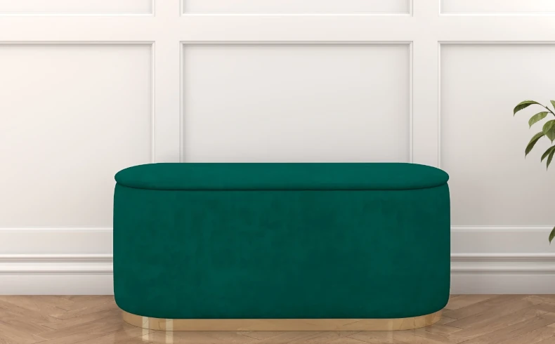 großer Pouf grün Samt