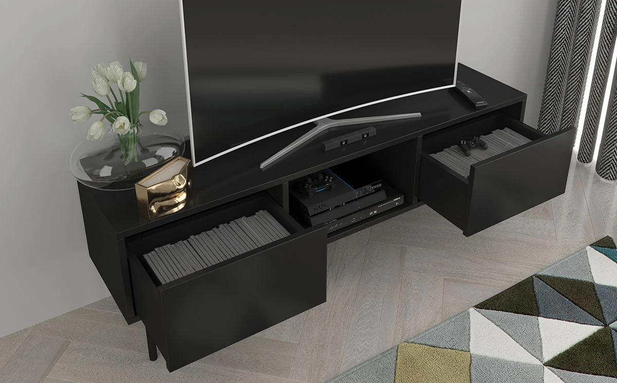 TV Schrank schwarz modern Wohnzimmer