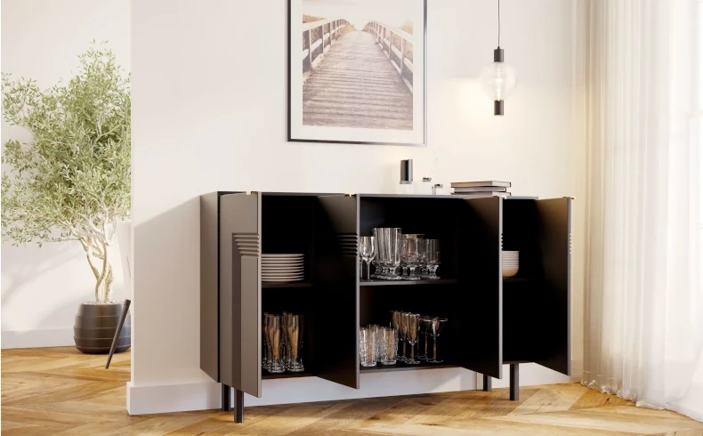 TV Schrank schwarz 4 Türen
