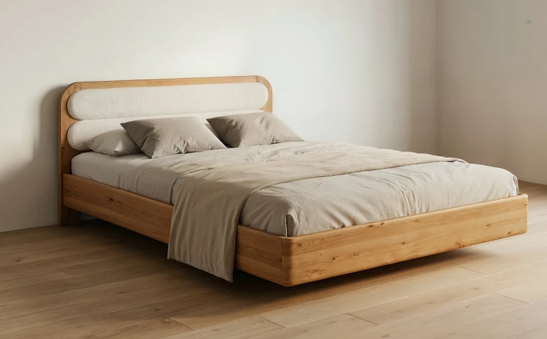 Schwebebett aus massivem Eichenholz