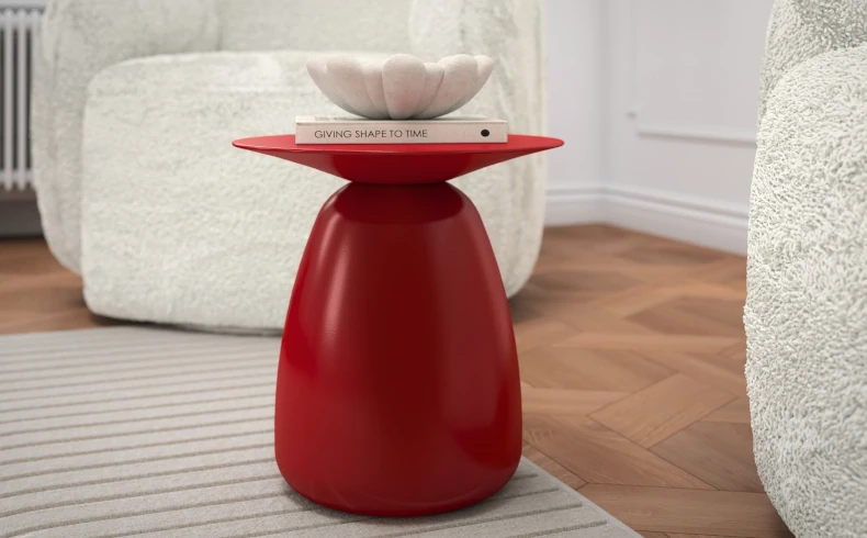 Beistelltisch Holz rot 34 cm