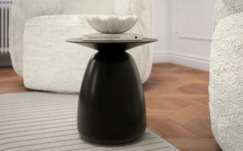 Beistelltisch Holz schwarz 34 cm