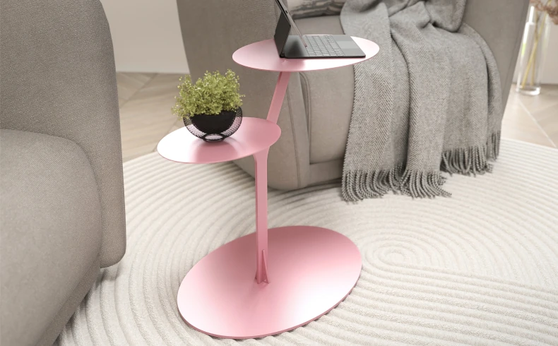 Design Beistelltisch puderrosa Metall