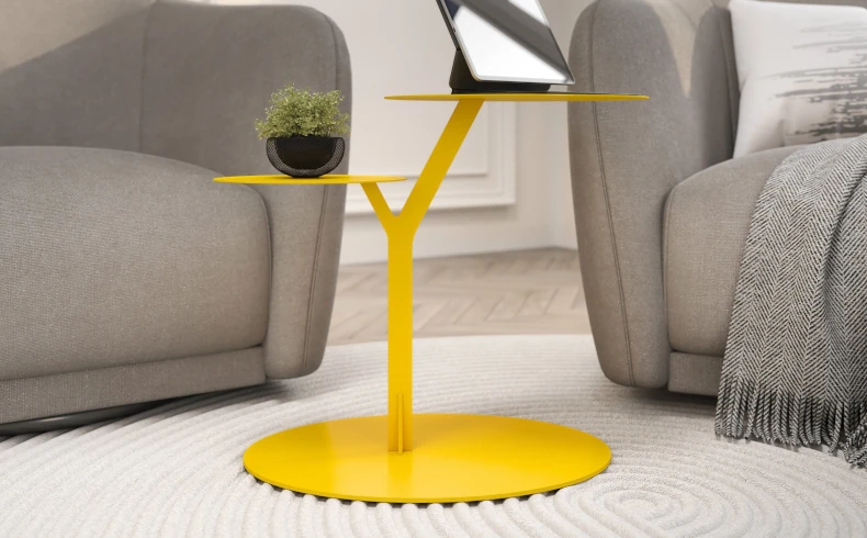 Beistelltisch Metall gelb modern