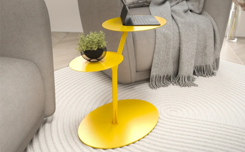 Design Beistelltisch gelb Metall