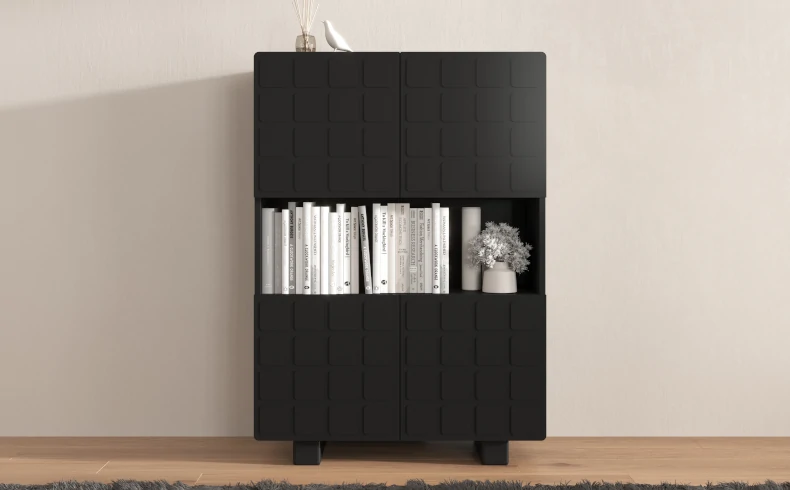 hohe Kommode schwarz 120 cm