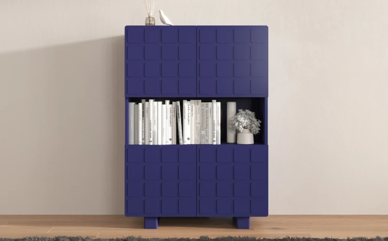 hohe Kommode marineblau 120 cm