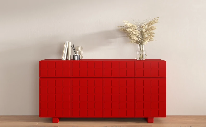 große Kommode rot Wohnzimmer