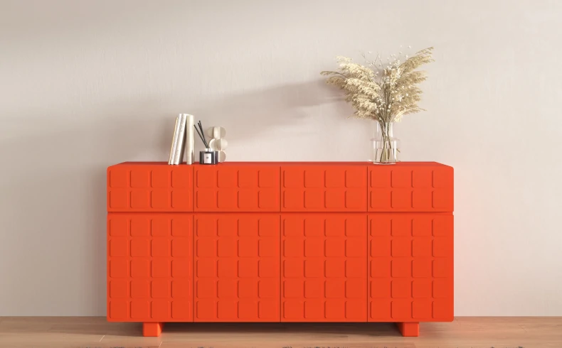 große Kommode orange Wohnzimmer