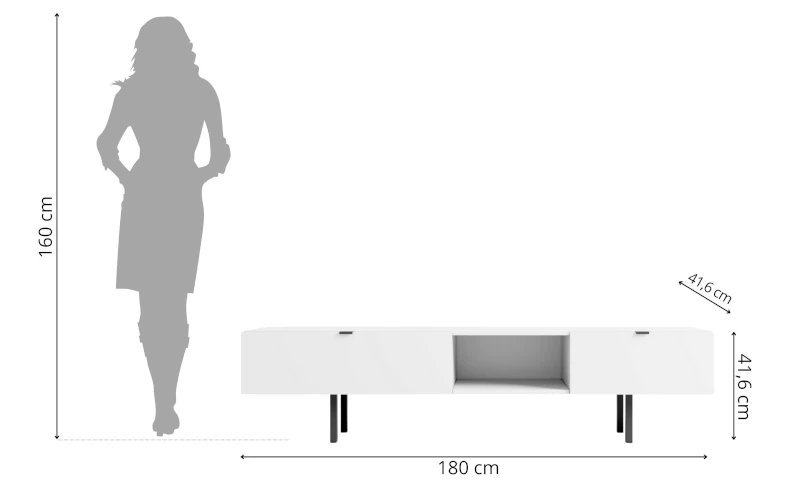 TV Lowboard weiß 180 cm minimalistisch