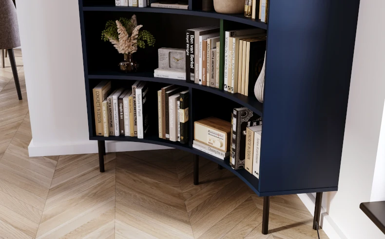 Regal blau mit Fächern