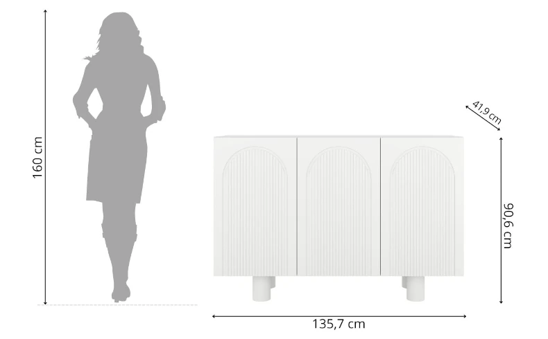 weiße Kommode 135 cm breit