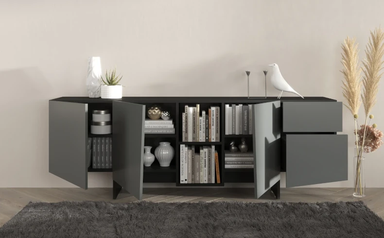 moderne Kommode schwarz grau Wohnzimmeru