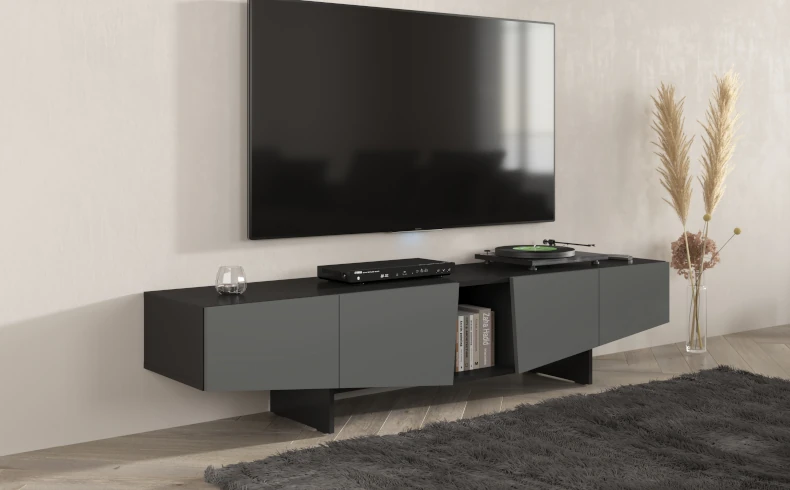 TV Schrank schwarz grau 200 cm