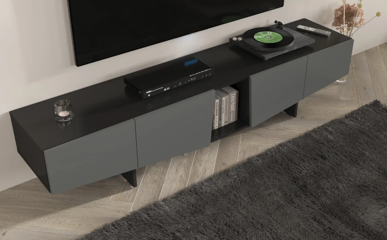 Lowboard schwarz grau modern Wohnzimmer
