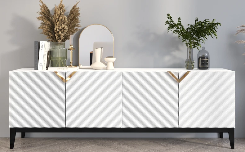 Kommode weiß Holz 200 cm