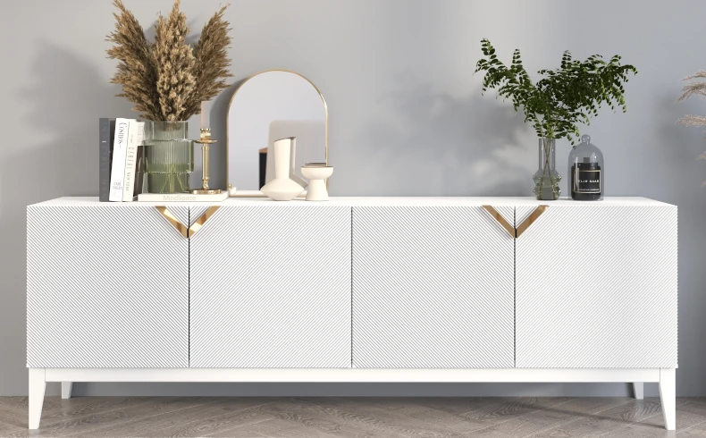 Kommode weiß Holz 200 cm