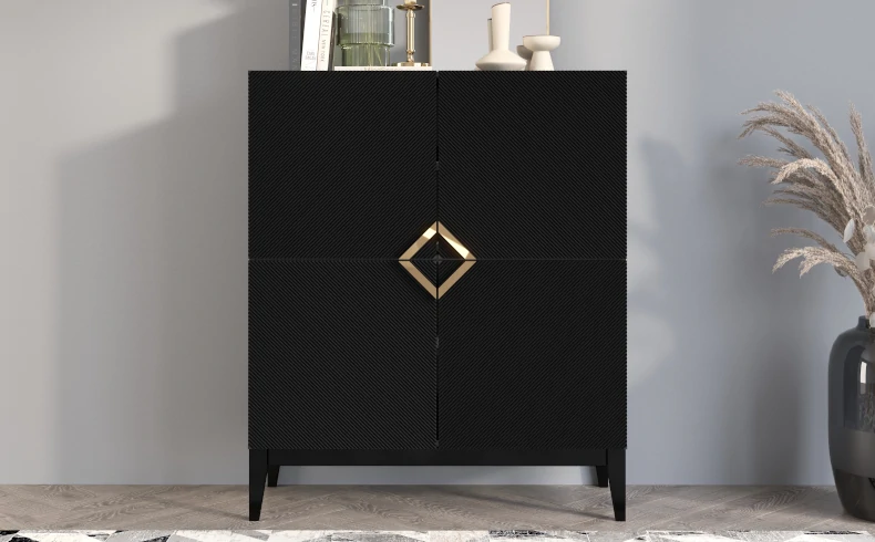 Kommode schwarz Holz 100 cm