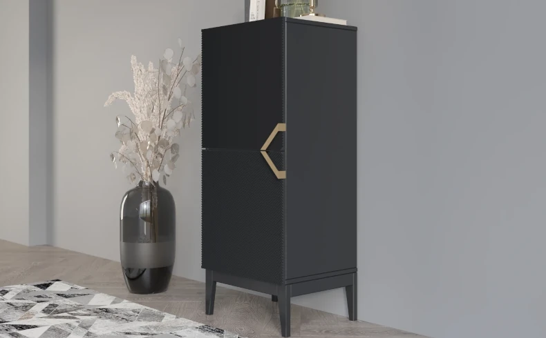 schmale Holzkommode schwarz modern
