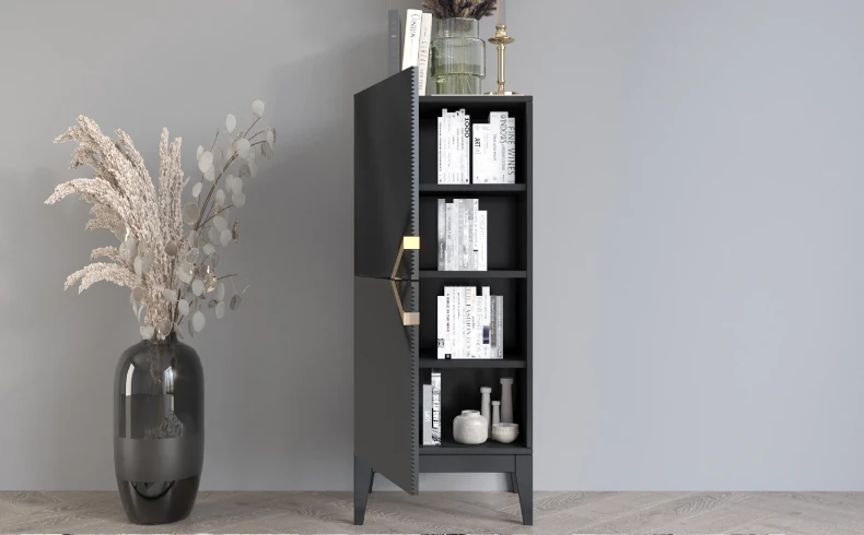 Kommode aus Holz schwarz 2 Türen