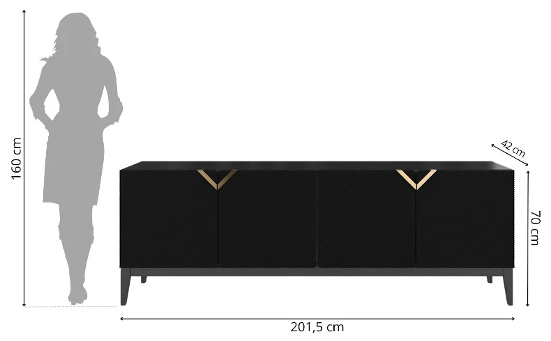 Sideboard schwarz modern 200 cm