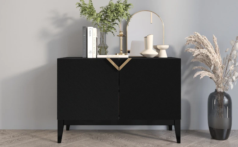 Holzkommode schwarz 100 cm breit