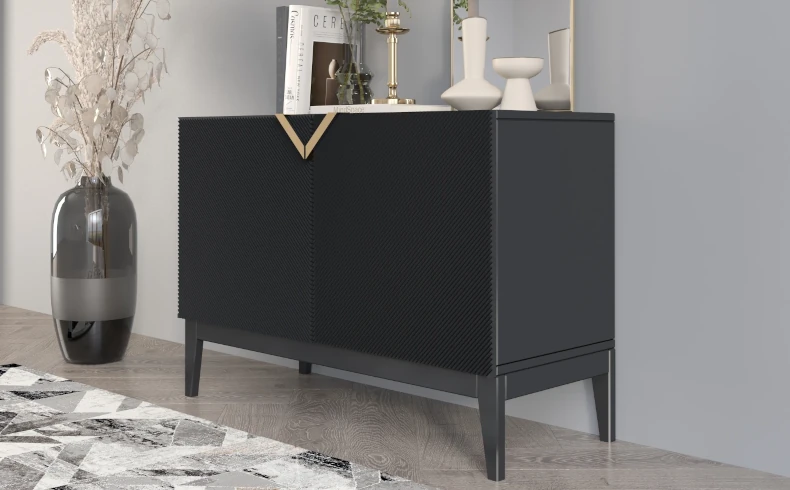 moderne Holzkommode schwarz Wohnzimmer