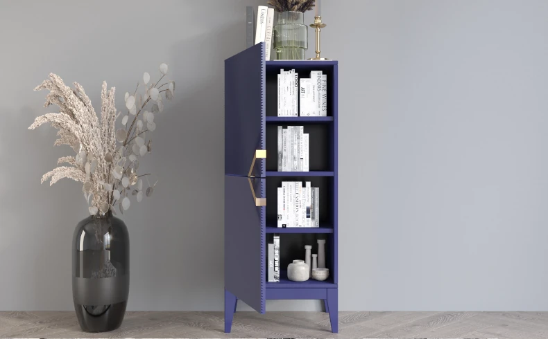 Kommode aus Holz marineblau 2 Türen