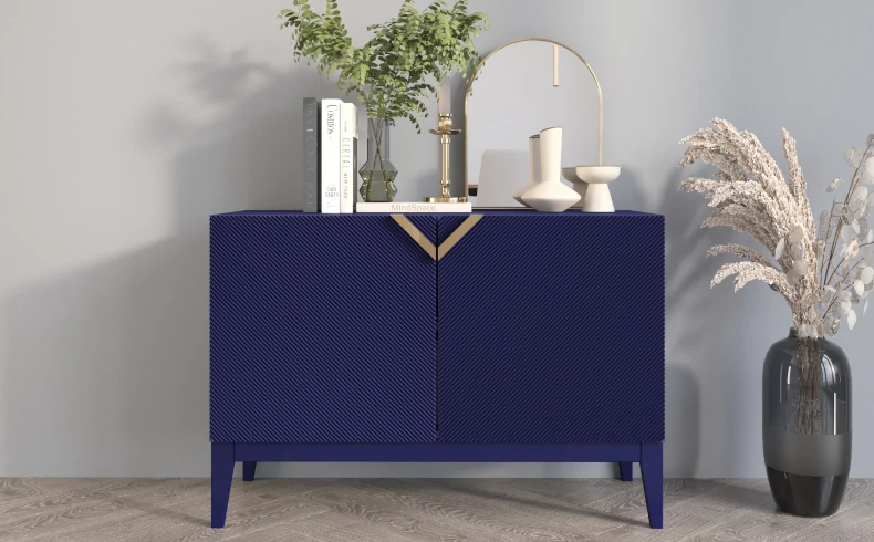 Holzkommode marineblau 100 cm breit