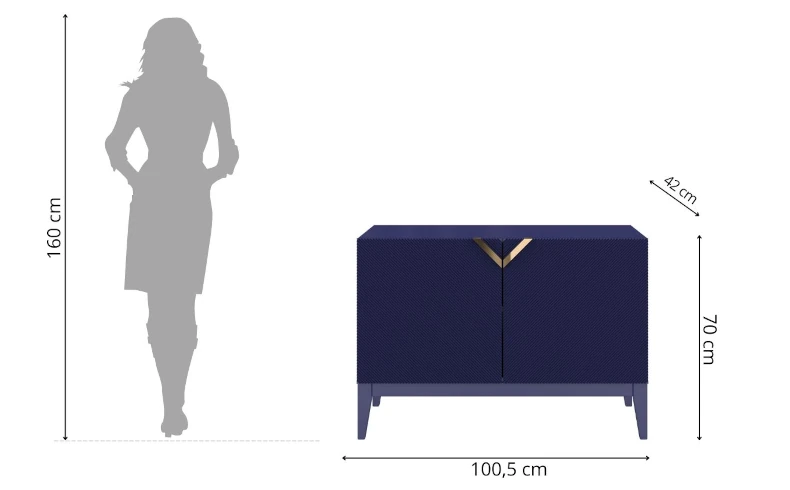 Kommode aus Holz marineblau modern