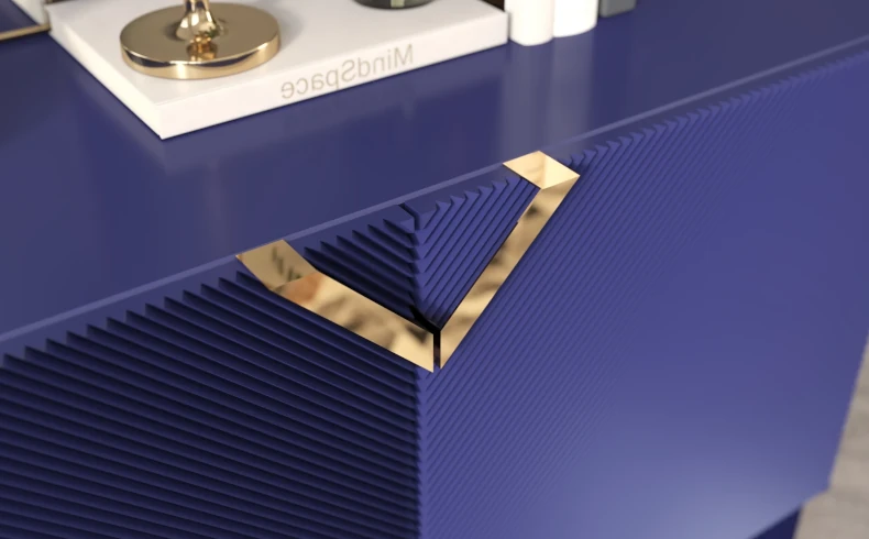 marineblaue Holzkommode 2 Türen