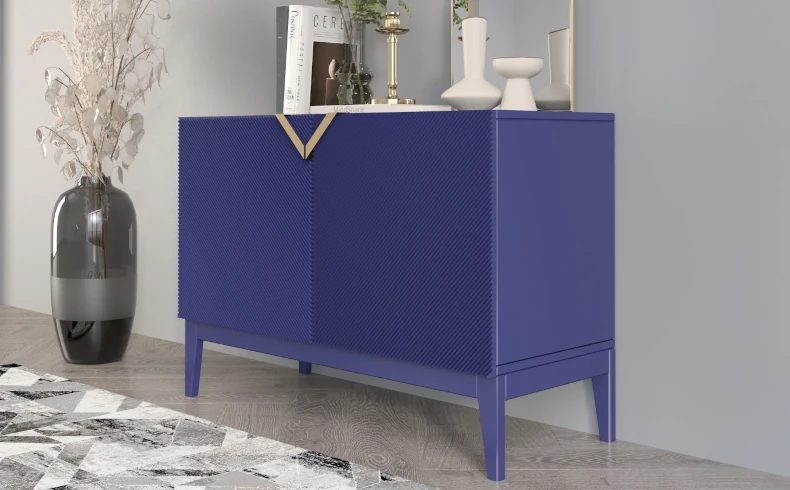 moderne Holzkommode marineblau Wohnzimmer