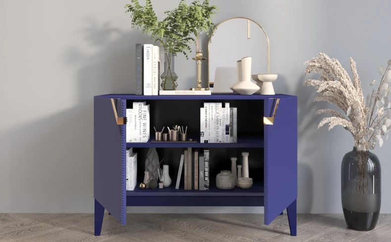 Sideboard Holz marineblau 100 cm