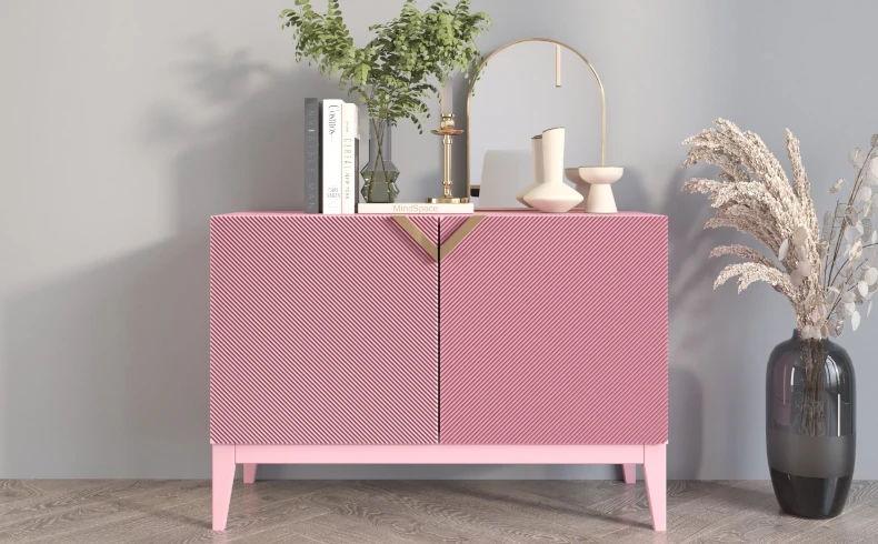 Holzkommode puderrosa 100 cm breit
