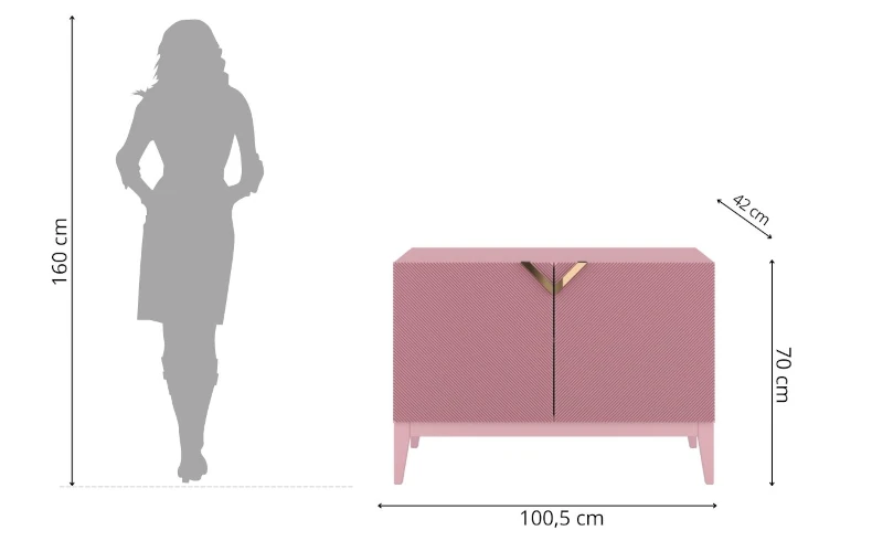 Kommode aus Holz puderrosa modern